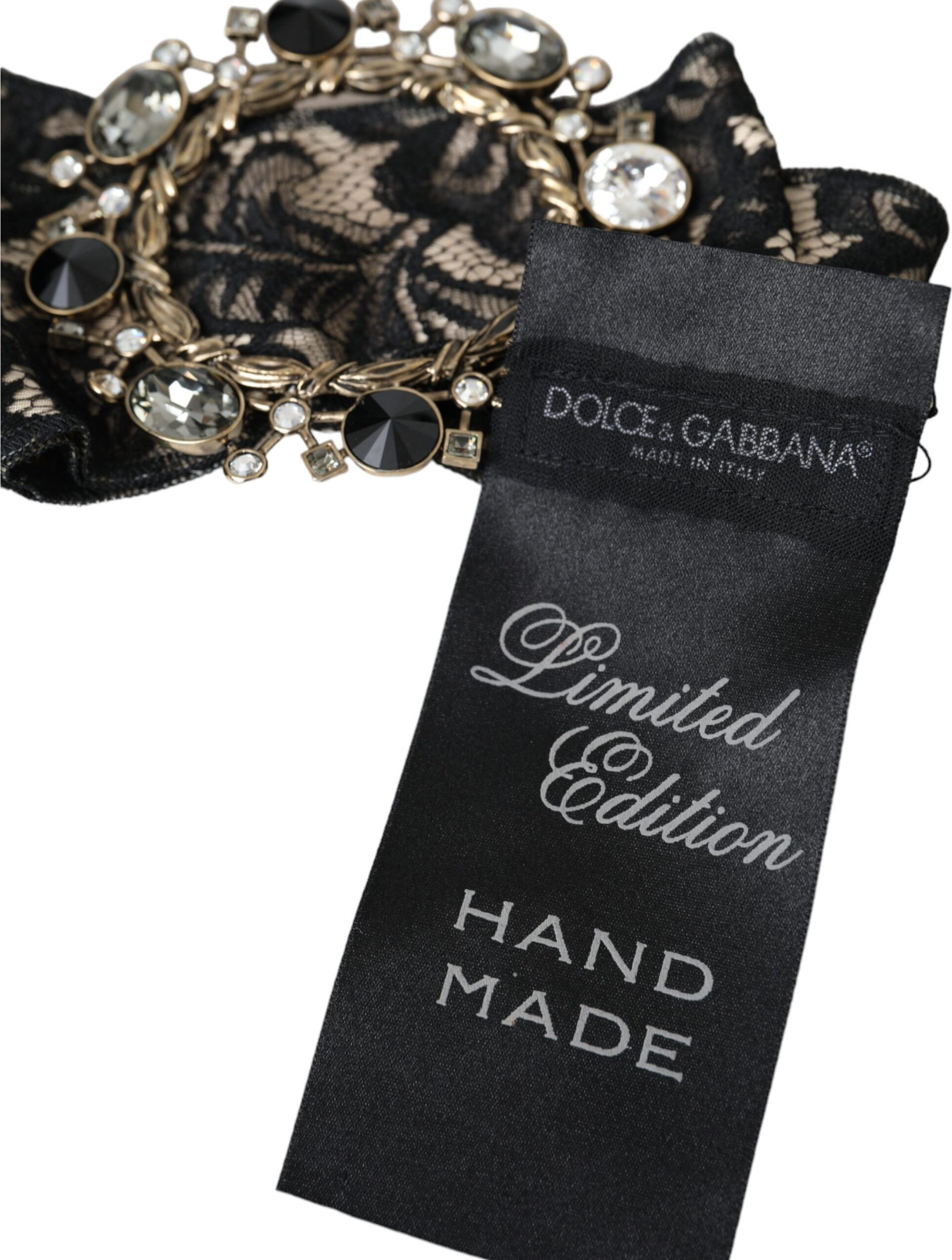 Брошь Dolce & Gabbana Черное Кружево Кристалл Ручная Работа Заколка для Волос