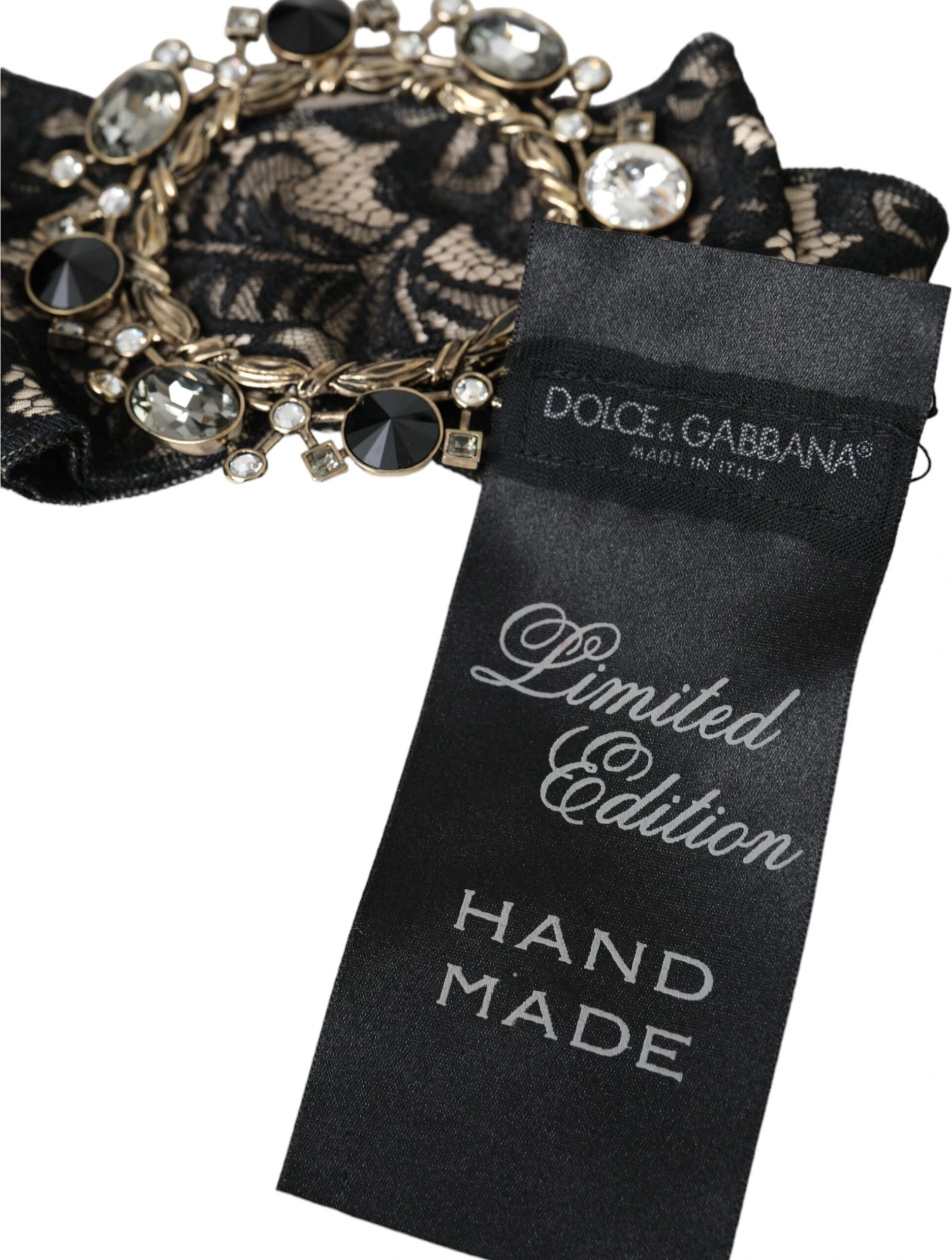 Брошь Dolce & Gabbana Черное Кружево Кристалл Ручная Работа Заколка для Волос