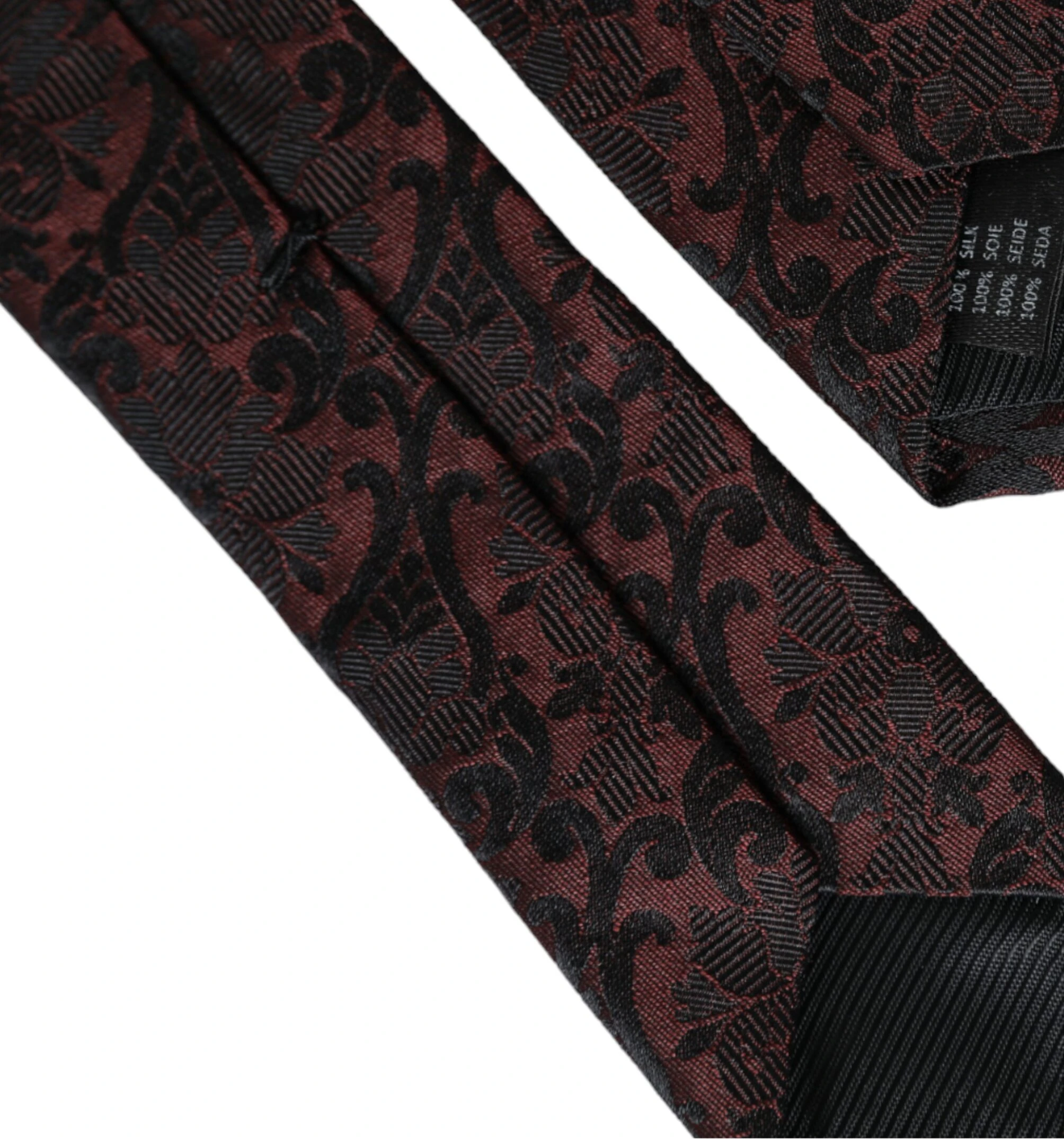 Галстук Dolce & Gabbana Бордовый Цветочный Фэнтези из Шёлка с Регулировкой