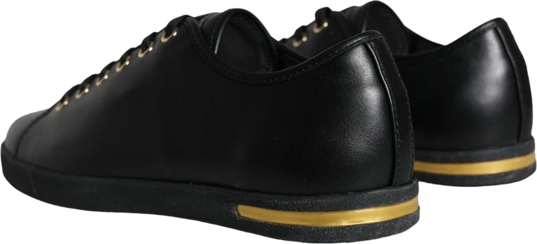 Кроссовки Dolce & Gabbana Черно-золотые кожаные Классика