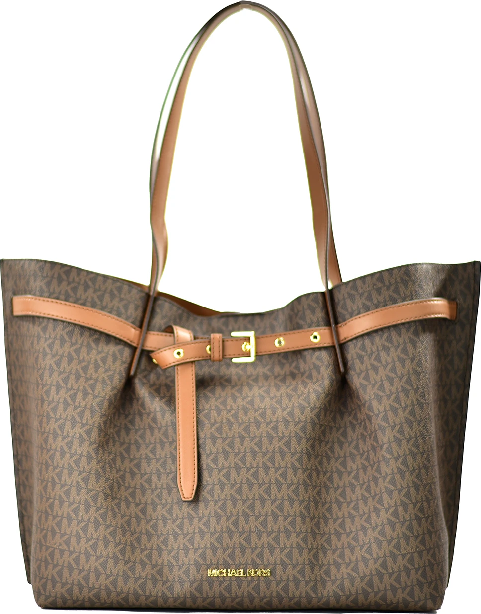 Сумка-тоут Michael Kors Emilia Большая Коричневая с фирменным принтом PVC Восточно-западный тоут