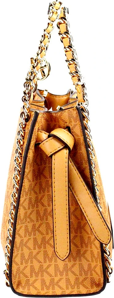 Сумка через плечо Michael Kors Mina Small с ремнем из ПВХ с фирменным узором и цепочкой