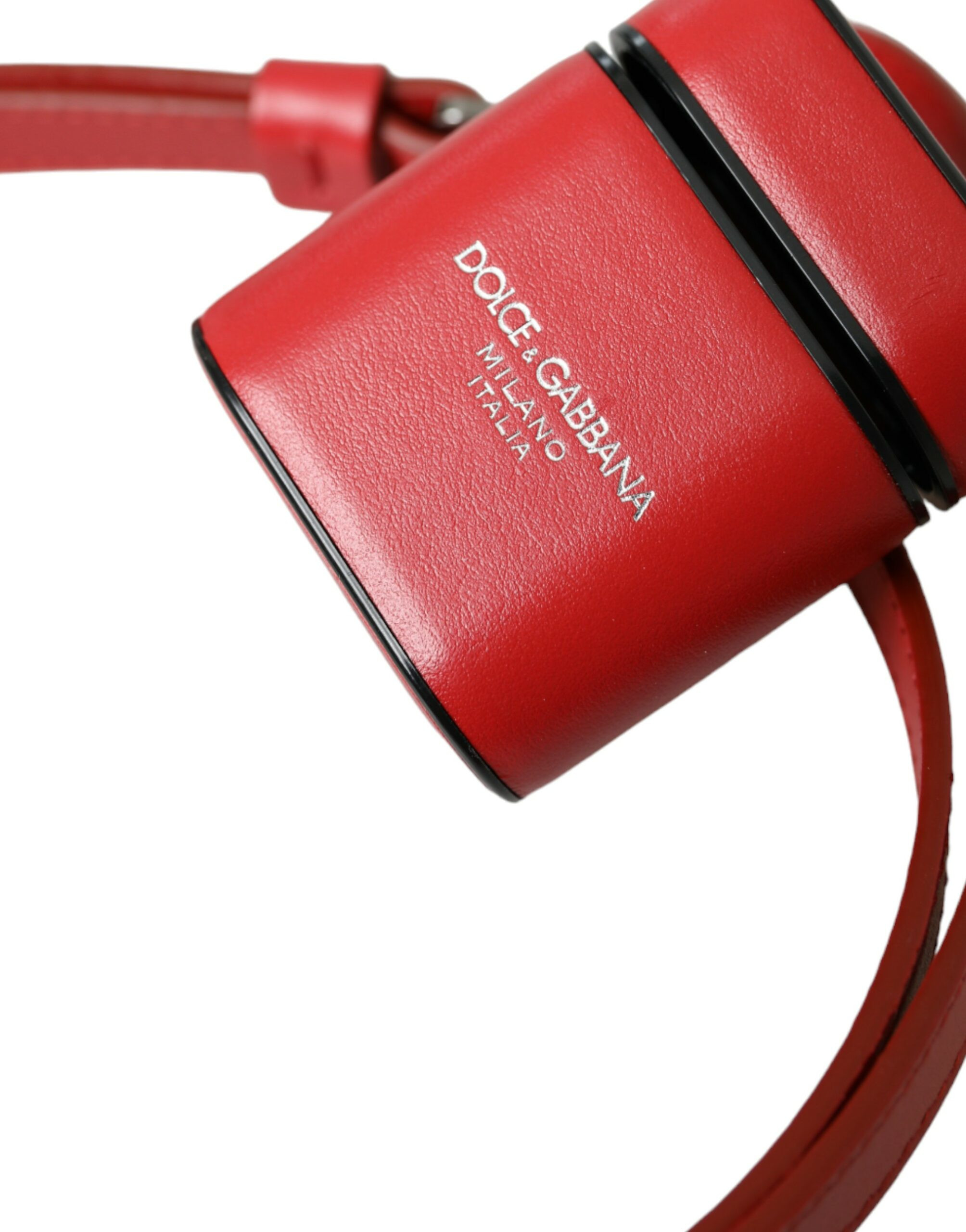 Чехол Dolce & Gabbana Красная телячья кожа с принтом логотипа и ремешком для Airpods