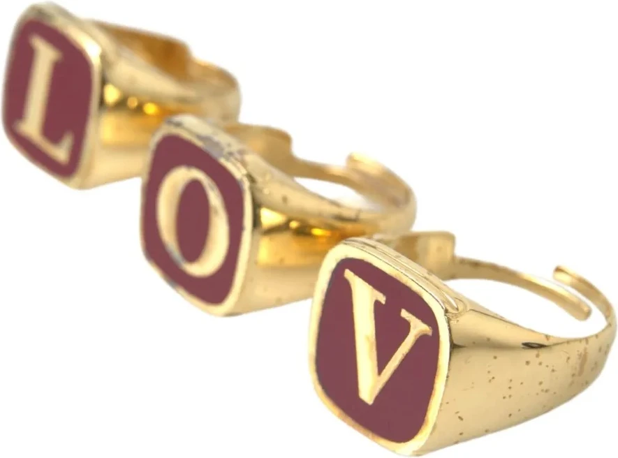 Набор колец Dolce & Gabbana Gold Brass LOVE с эмалью