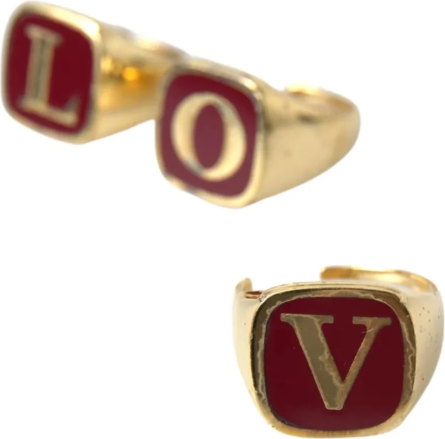 Набор колец Dolce & Gabbana Gold Brass LOVE с эмалью