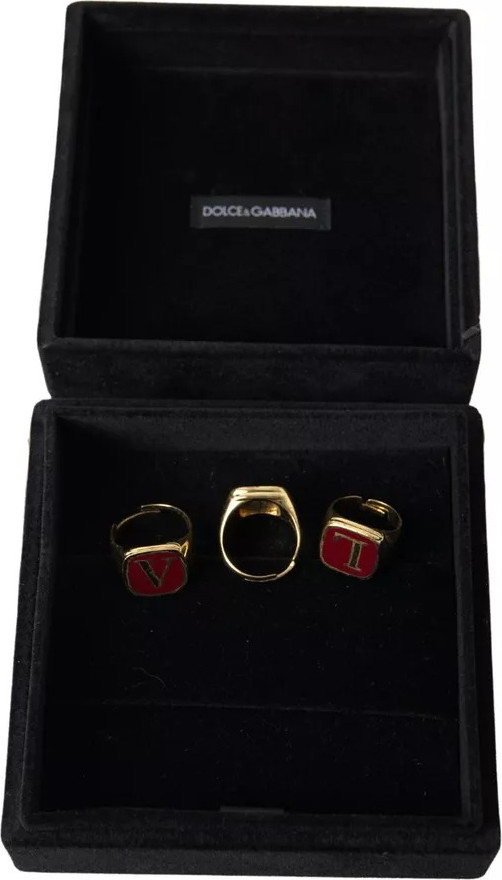 Набор колец Dolce & Gabbana Gold Brass LOVE с эмалью