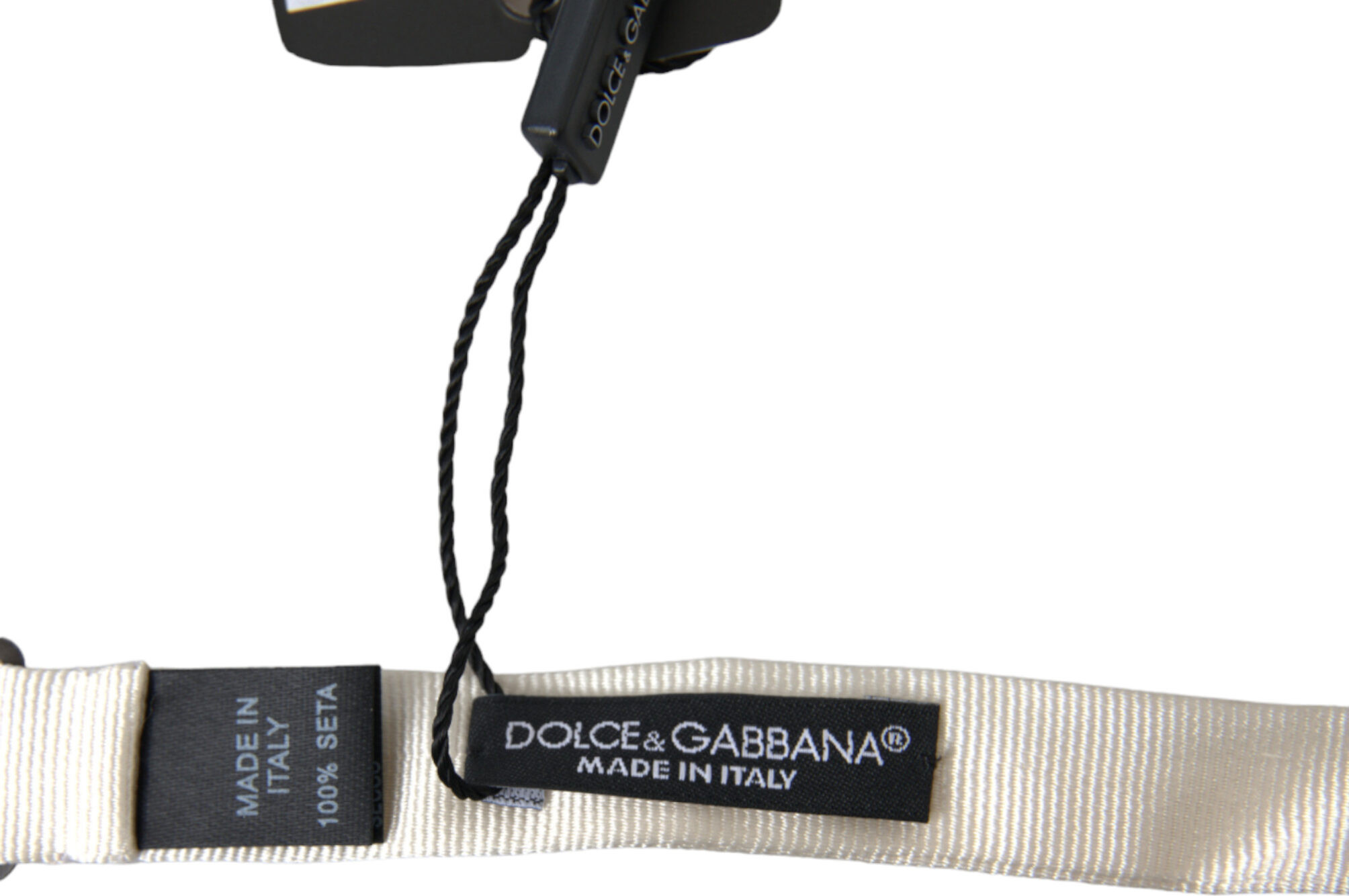 Галстук-бабочка Dolce & Gabbana Белый Шелковый Тонкий Регулируемый на Шею Papillon