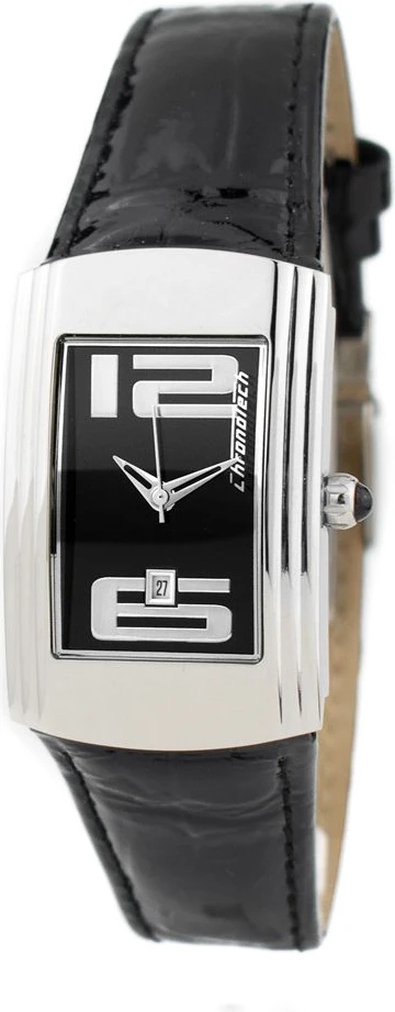 Часы Chronotech с черным кожаным ремешком