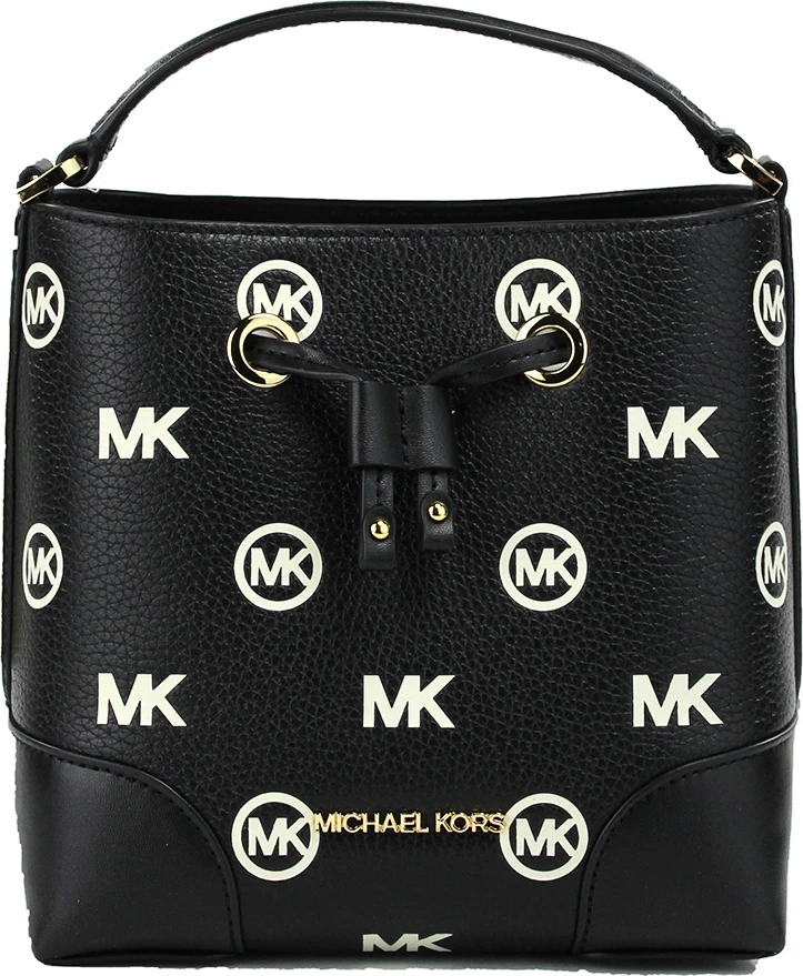 Сумка-мессенджер Michael Kors Mercer Small черная с тиснением и завязками