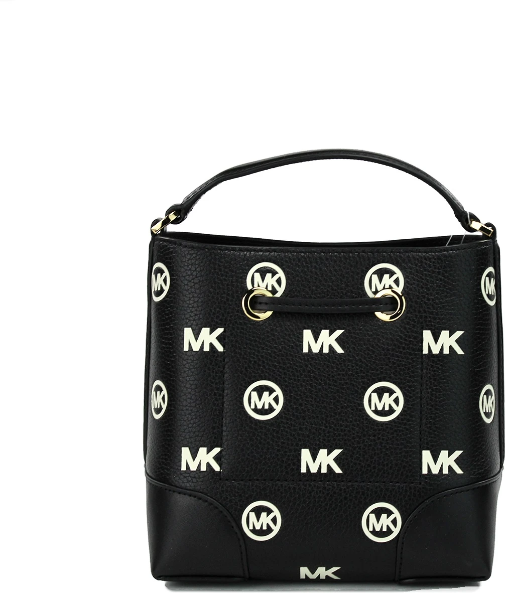 Сумка-мессенджер Michael Kors Mercer Small черная с тиснением и завязками