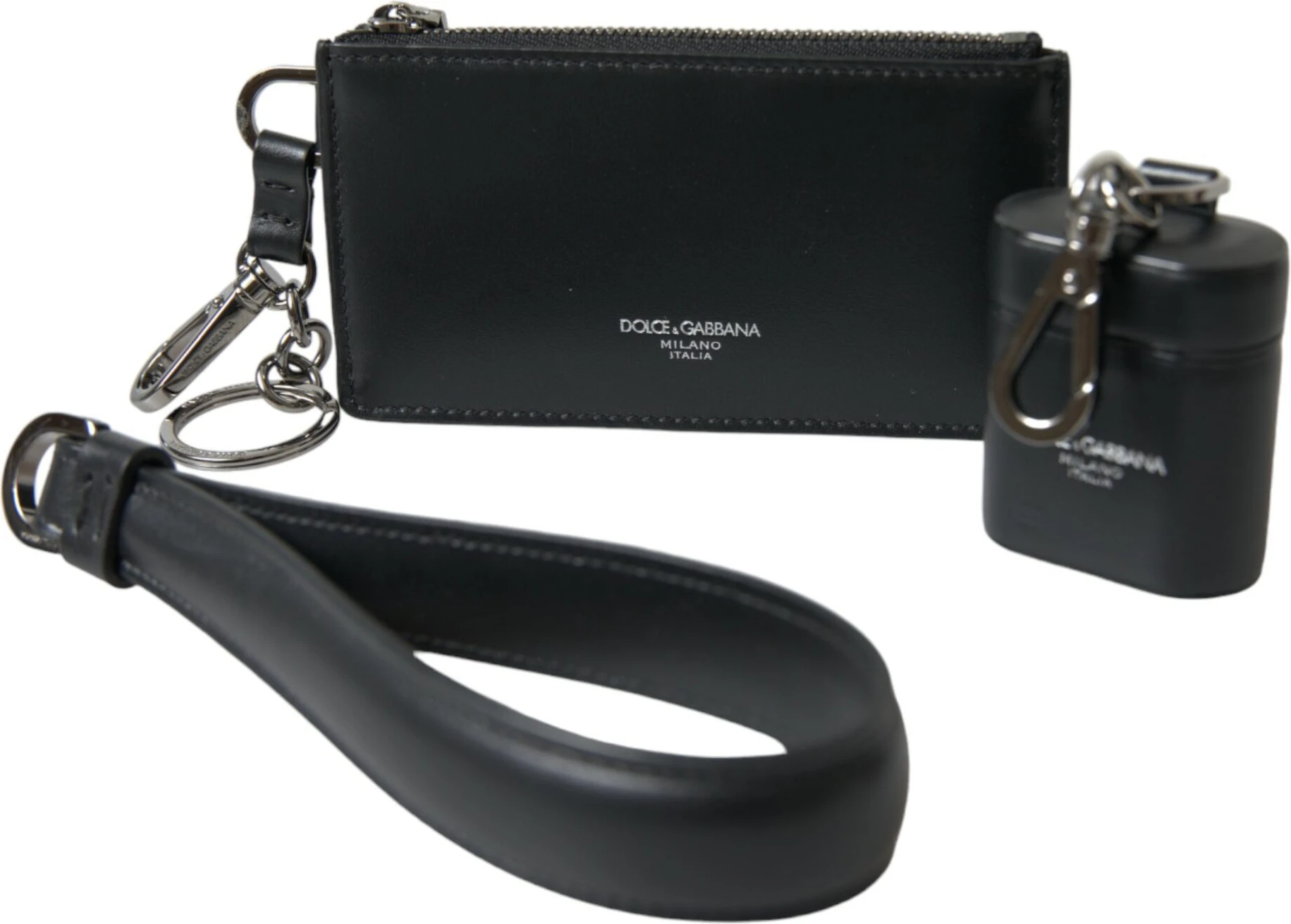 Case Dolce & Gabbana Black Leather Zip Logo Strap Multi Kit