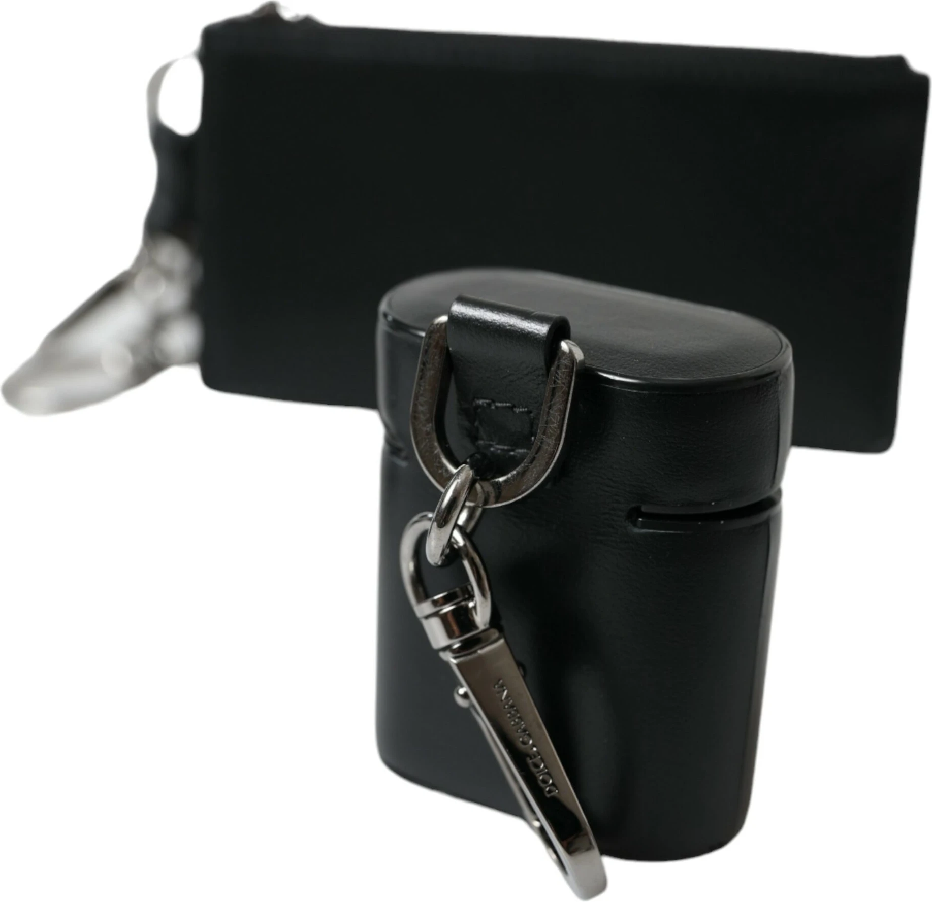 Case Dolce & Gabbana Black Leather Zip Logo Strap Multi Kit