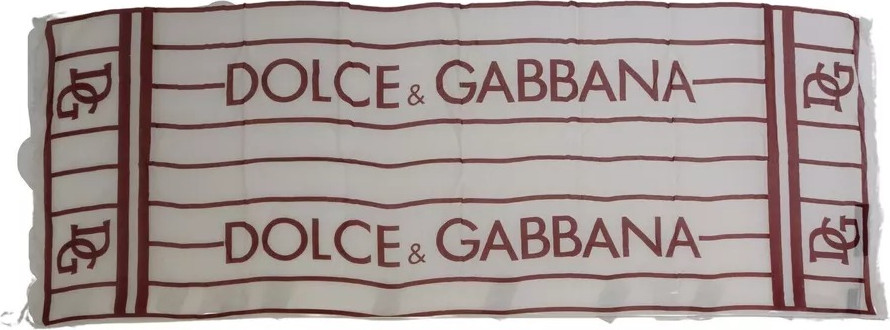 Шарф Dolce & Gabbana Белый с Красным Принтом Палантин из Модала