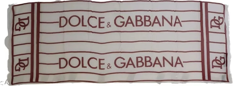 Шарф Dolce & Gabbana Белый с Красным Принтом Палантин из Модала