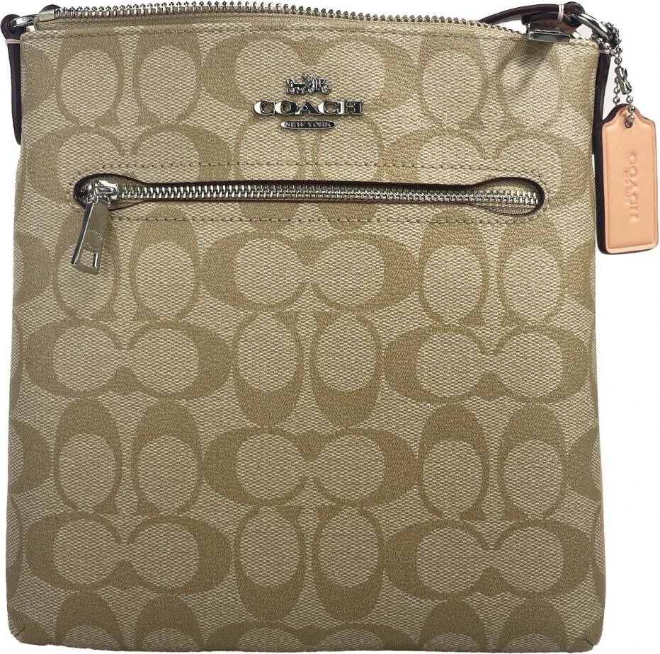 Сумка через плечо Coach Rowan Mini Crossgrain Leather File Crossbody Bag Light Khaki Faded Blush CS182