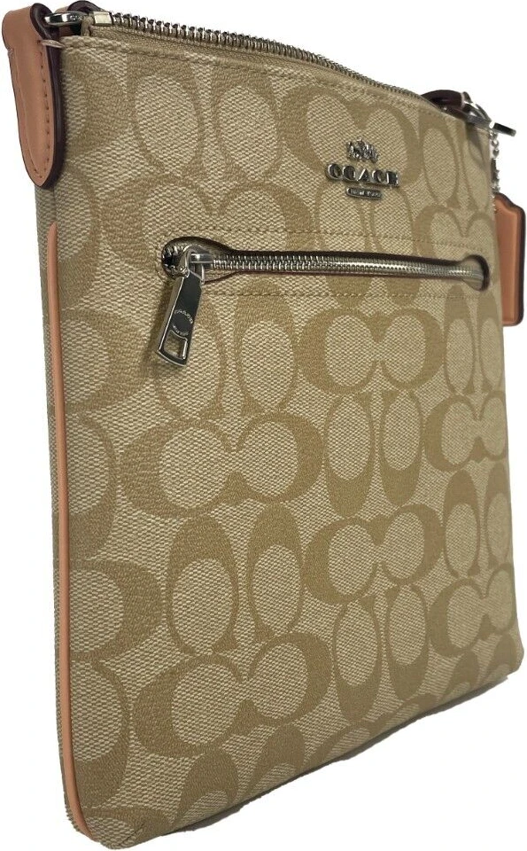 Сумка через плечо Coach Rowan Mini Crossgrain Leather File Crossbody Bag Light Khaki Faded Blush CS182