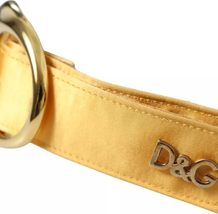 Ремень Dolce & Gabbana Золотой атласный кожаный ремень с овальной металлической пряжкой