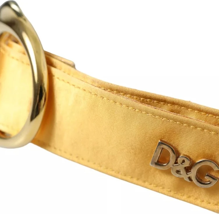 Ремень Dolce & Gabbana Золотой атласный кожаный ремень с овальной металлической пряжкой