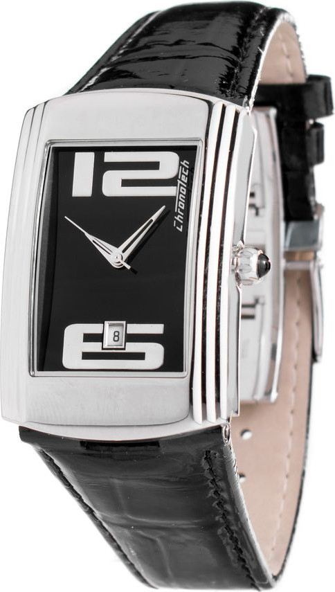 Часы Chronotech с черным кожаным ремешком