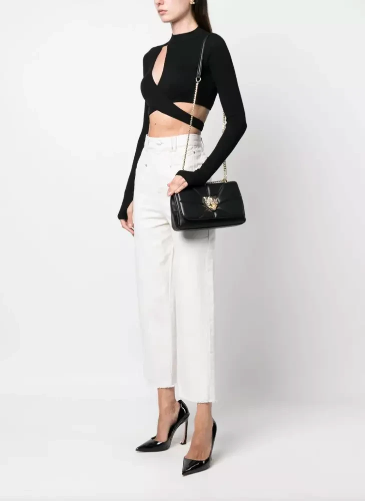 Сумка через плечо Plein Sport Elegant Black Crossbody с золотой цепочкой