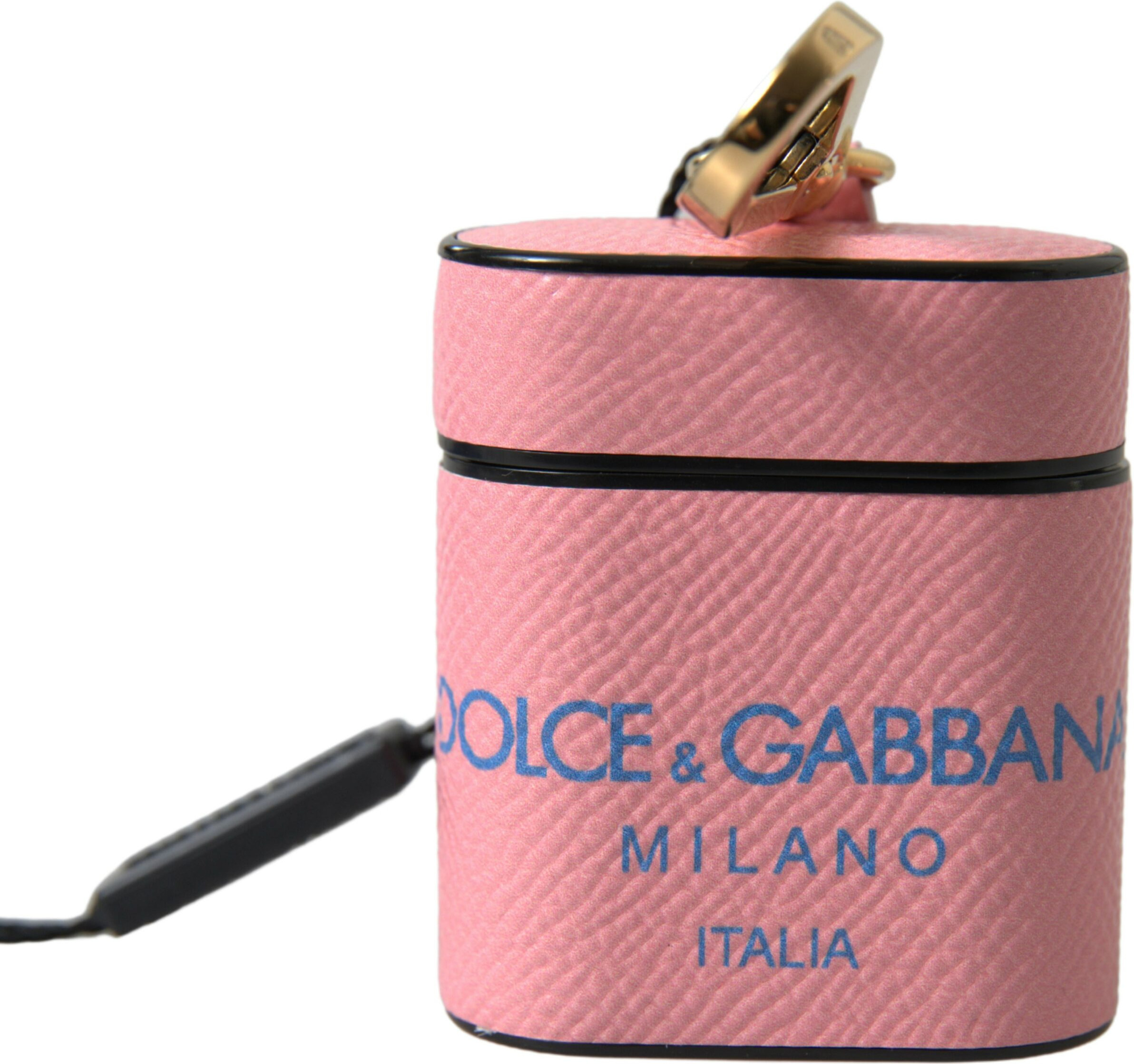 Чехол Dolce & Gabbana Розовый Синий Кожа Теленка Принт Логотипа Ремешок Чехол для Airpods