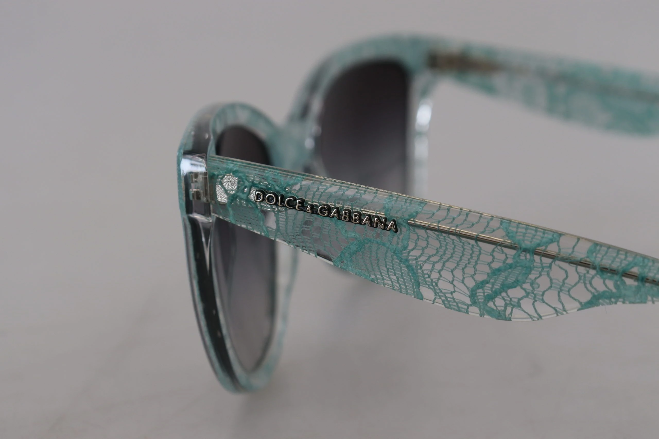 Солнцезащитные очки Dolce & Gabbana Синий кружевной ацетат с кристаллами, круглая оправа