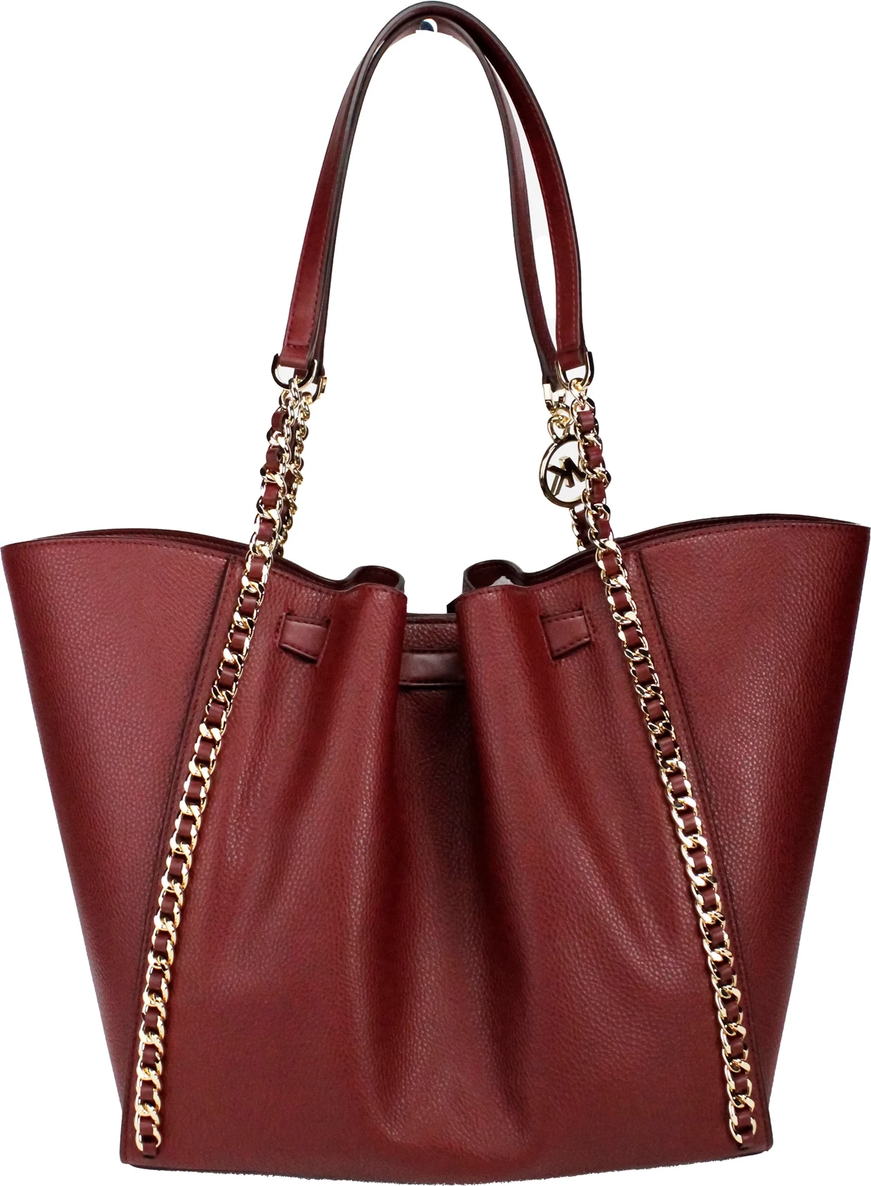 Сумка-тоут Michael Kors Mina Large Dark Cherry с инкрустацией в виде ремня с цепочкой
