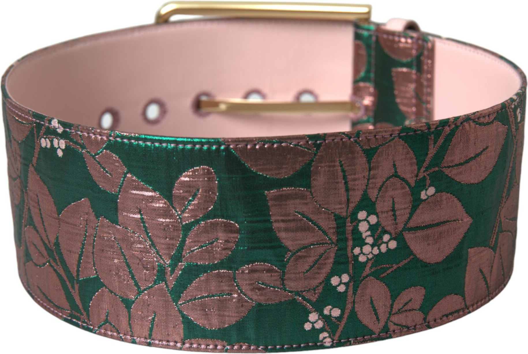 Ремень Dolce & Gabbana Мультиколор Цветочный Жаккард Люрекс Золотая Пряжка