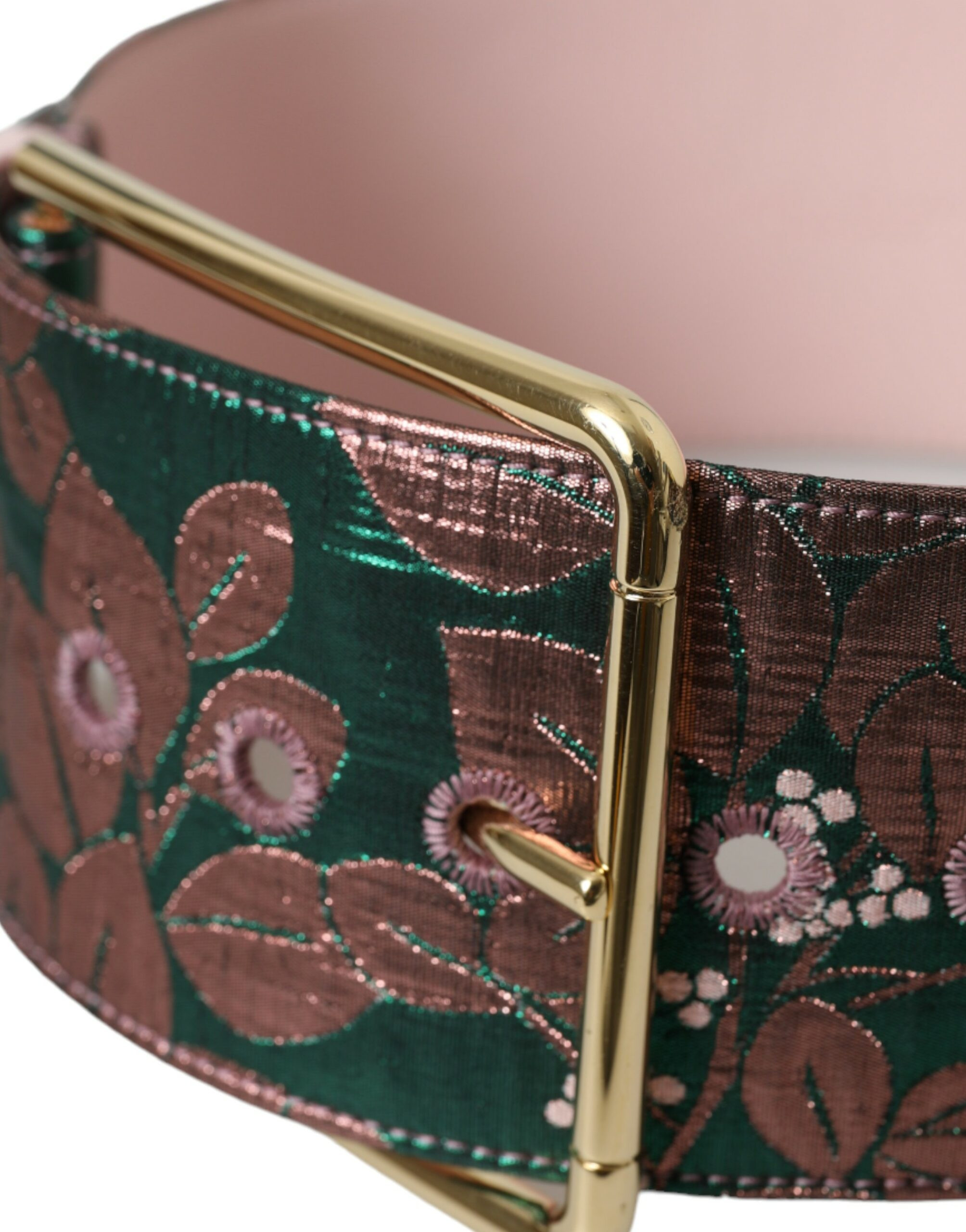 Ремень Dolce & Gabbana Мультиколор Цветочный Жаккард Люрекс Золотая Пряжка