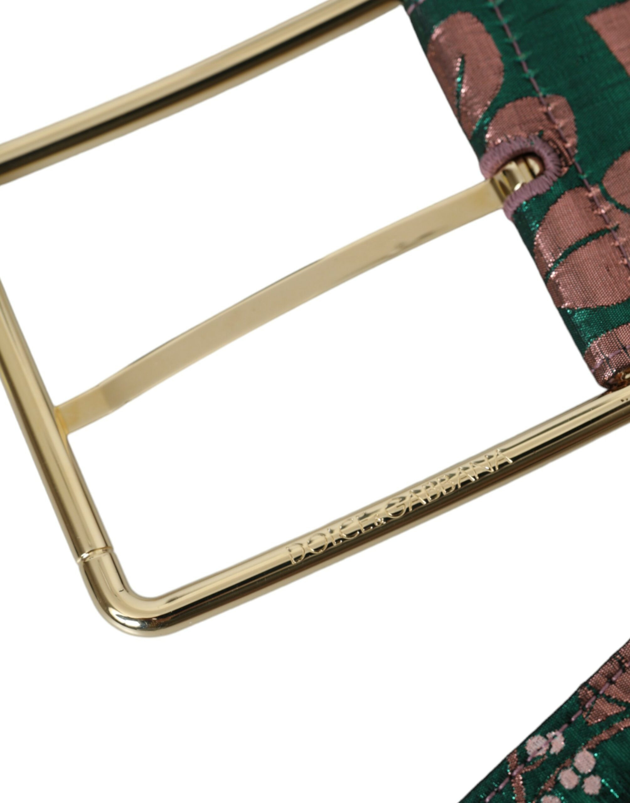 Ремень Dolce & Gabbana Мультиколор Цветочный Жаккард Люрекс Золотая Пряжка