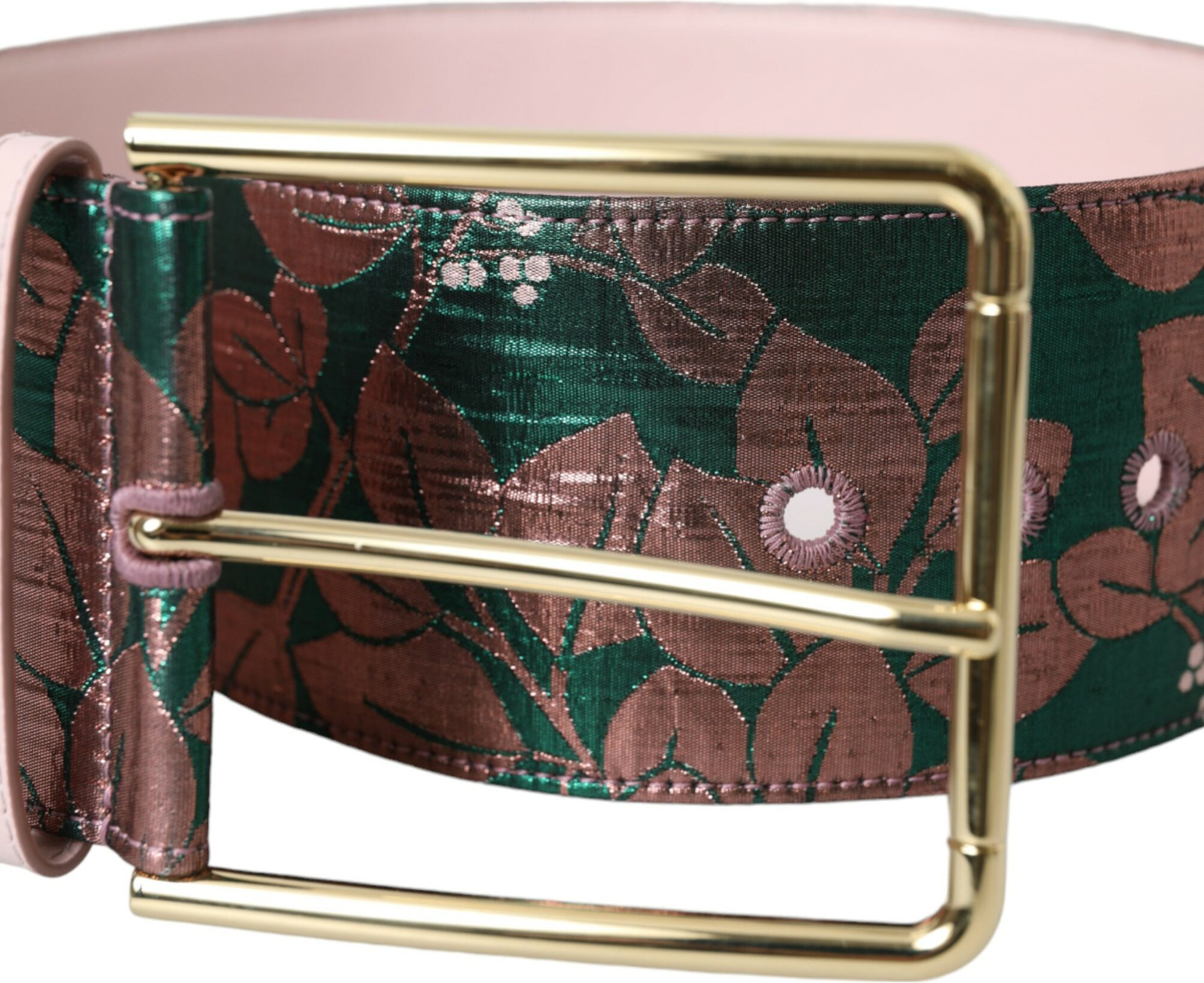Ремень Dolce & Gabbana Мультиколор Цветочный Жаккард Люрекс Золотая Пряжка