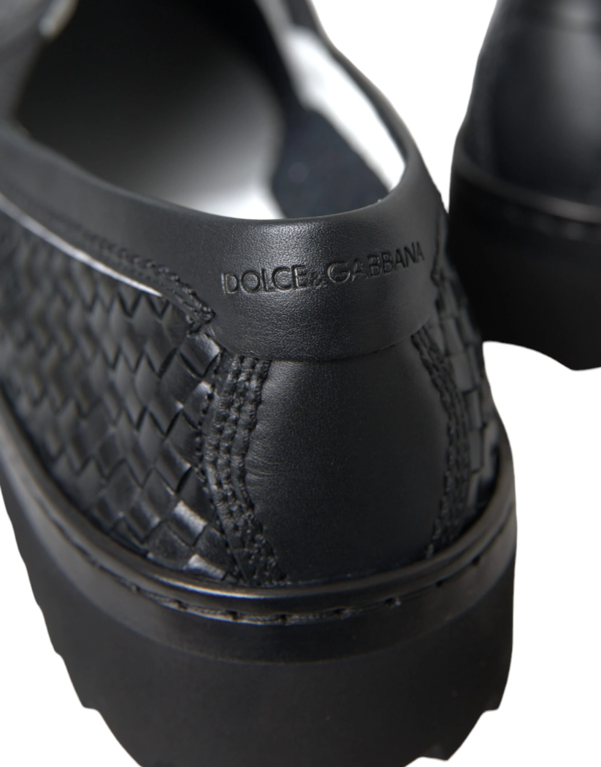 Черные плетеные мужские лоферы из кожи буйвола Dolce & Gabbana