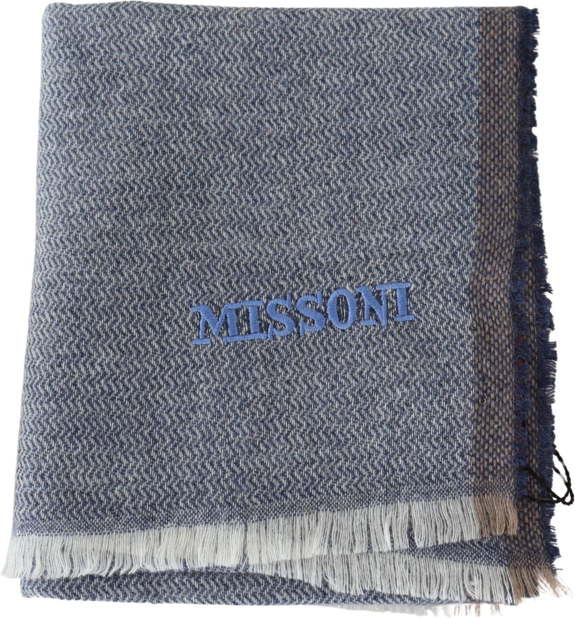 Шарф Missoni Элегантный Серый Шерстяной Шарф с Полосами и Бахромой
