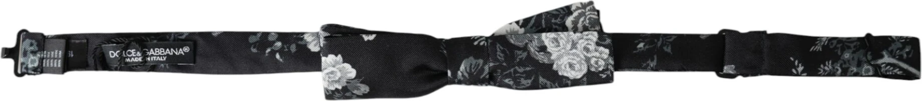 Галстук-бабочка Dolce & Gabbana Черный с цветочным принтом из шелка с регулируемым воротом для мужчин