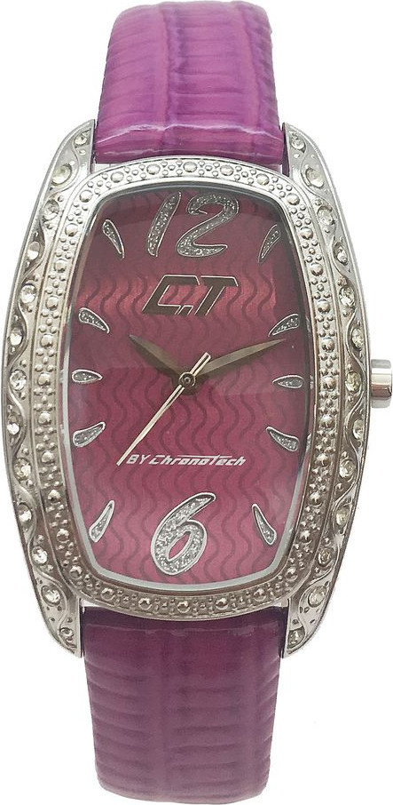 Часы Chronotech с фиолетовым кожаным ремешком