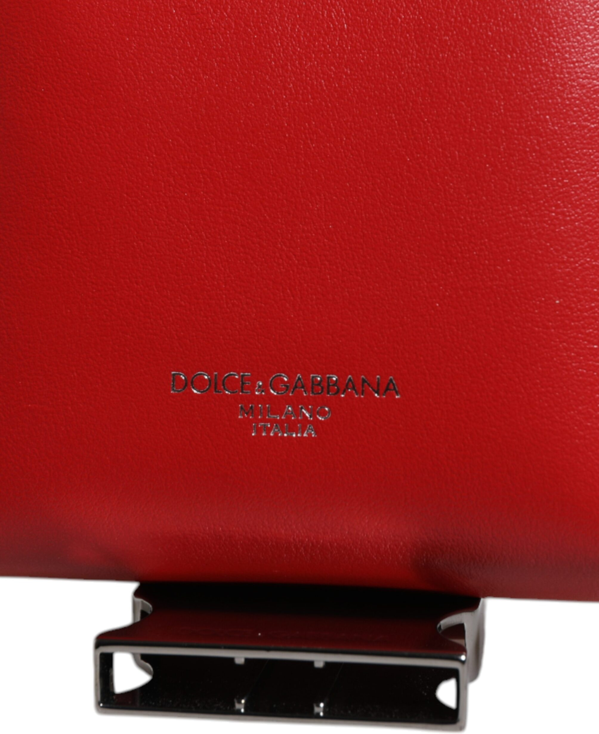 Держатель для Карт Кошелек Dolce & Gabbana Красная Кожа Логотип Кошелек-держатель для Карт на Молнии с Широким Ремнем