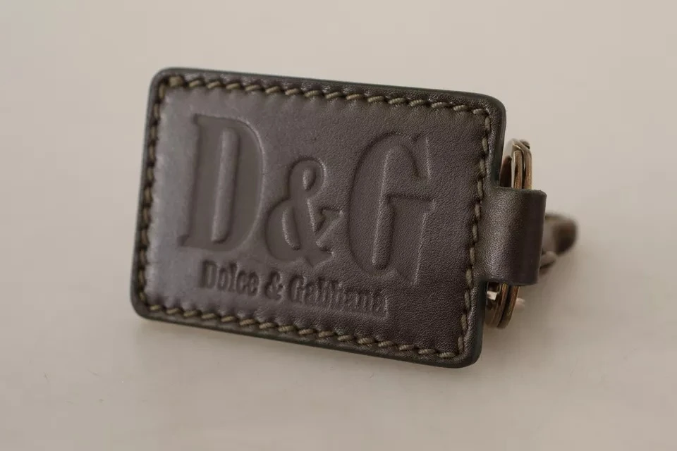 Брелок Dolce & Gabbana Зеленая кожа D&G Логотип Металлическое кольцо Крючок Брелок