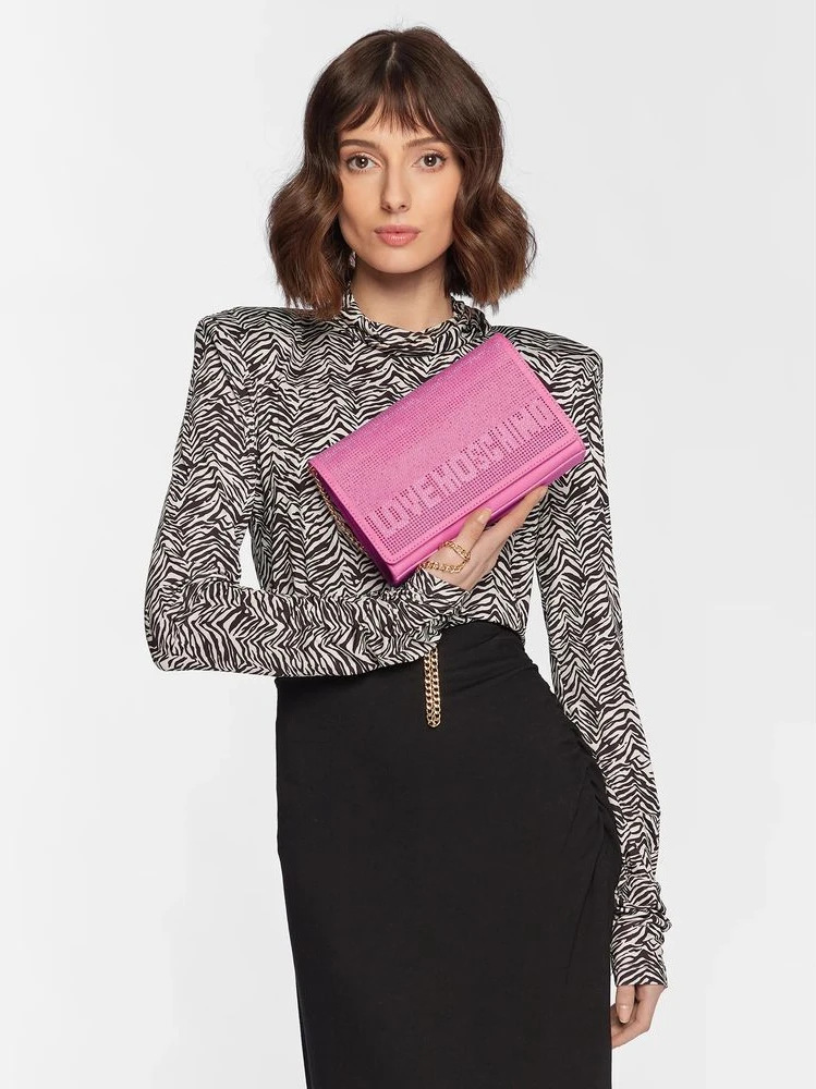 Сумка через плечо LOVE MOSCHINO Chic Pink со стразами