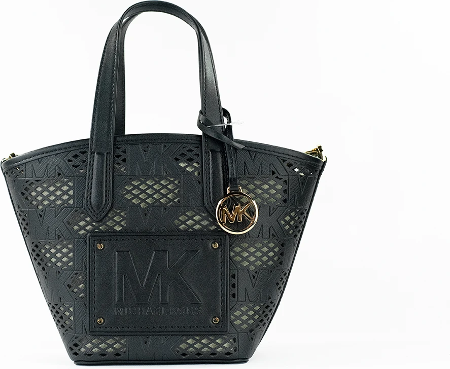 Сумка-тоут через плечо Michael Kors Маленькая Черная Кожаная 2-в-1 на Молнии