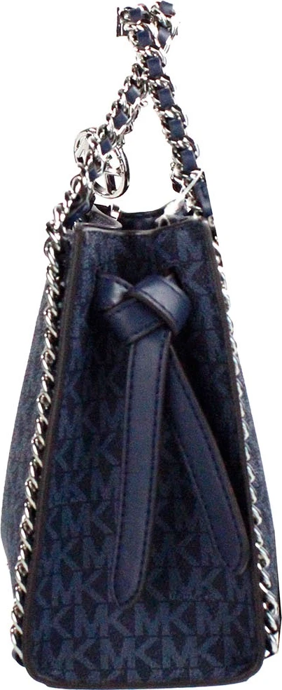 Сумка через плечо Michael Kors Mina Small Belted Navy Signature PVC с инкрустацией цепью