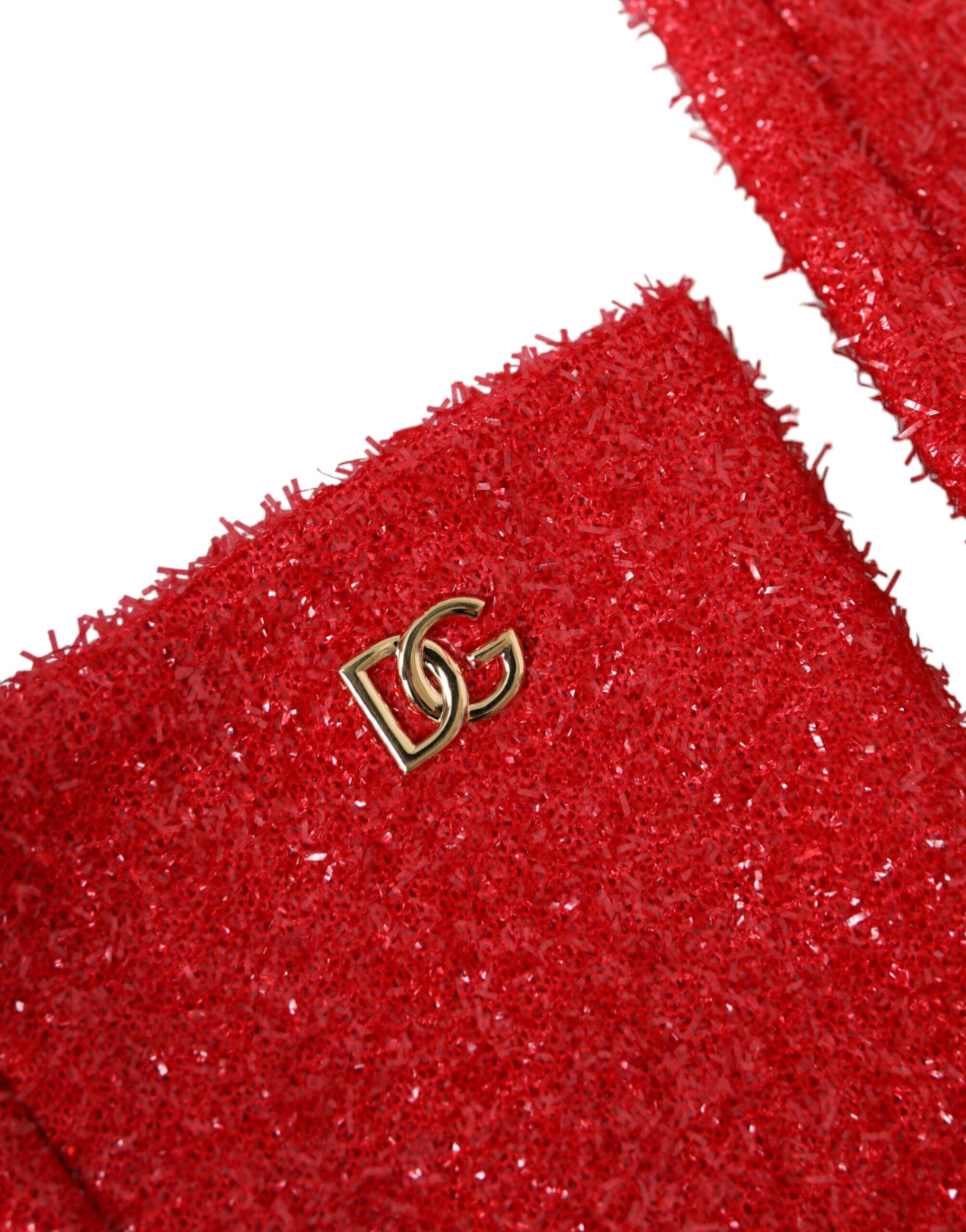 Перчатки Dolce & Gabbana Красный Люрекс Фантазия Средней Длины до локтя