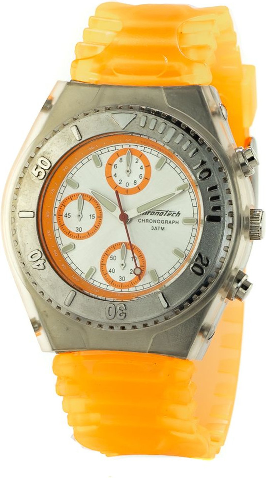 Часы Chronotech Оранжевый Резиновый Ремешок