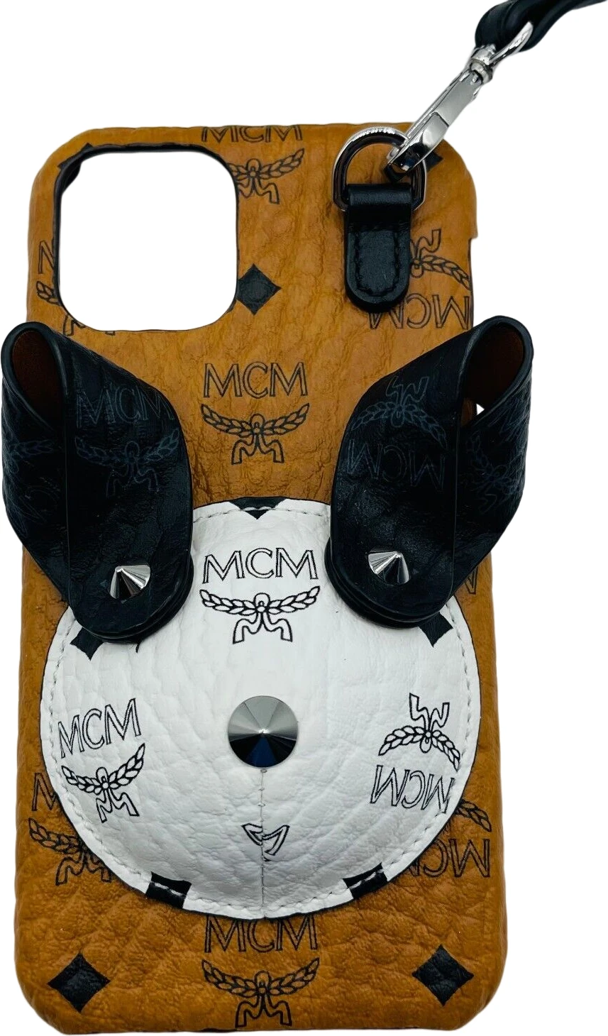 Задняя крышка MCM Cognac White с покрытием из холста и ремешком
