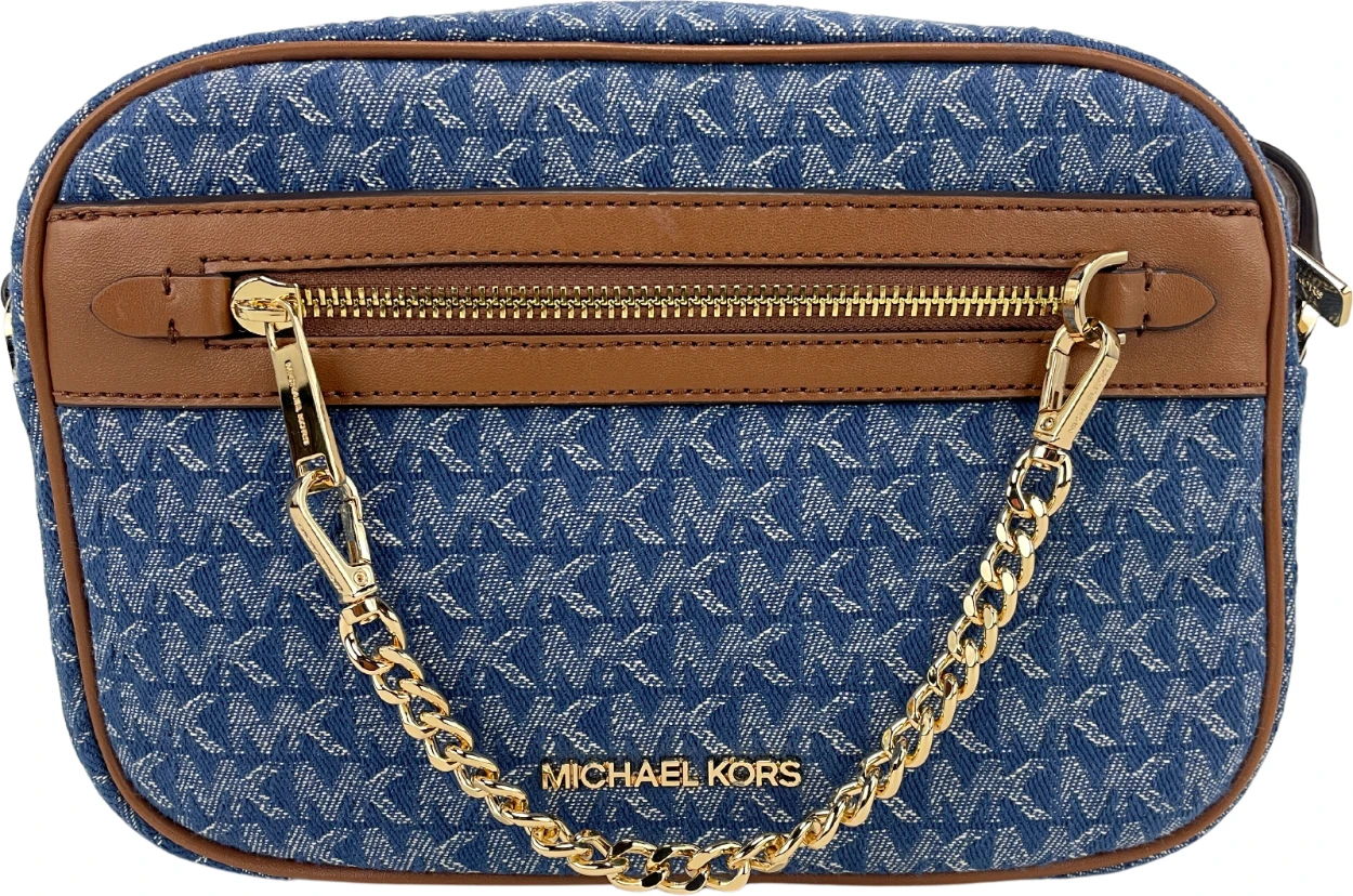 Сумка через плечо Michael Kors Jet Set East West с принтом Signature и цепочкой на молнии