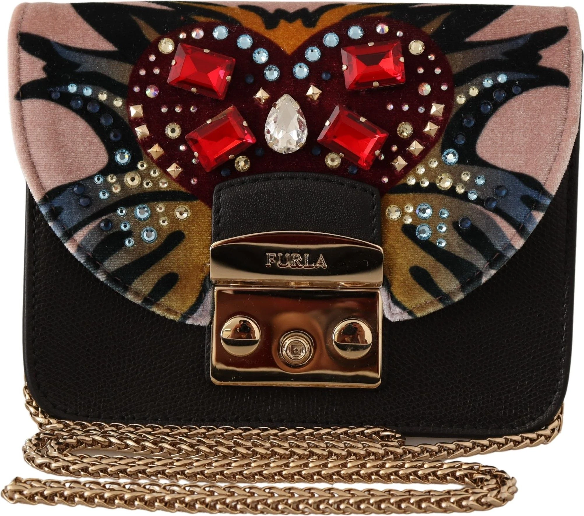Сумка через плечо Furla Элегантная, отделанная кристаллами, кожаная