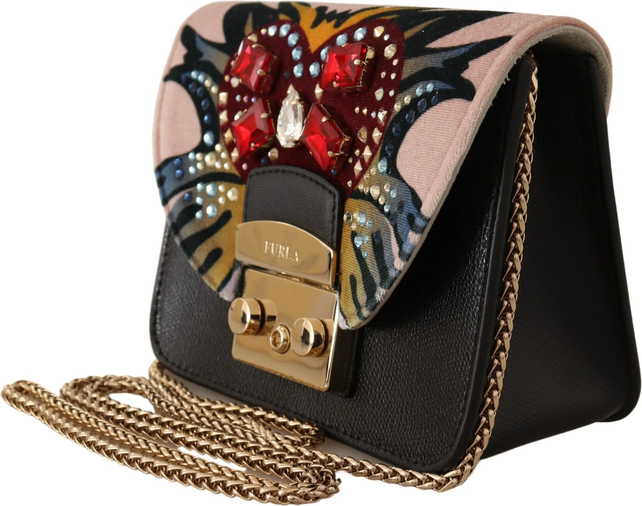 Сумка через плечо Furla Элегантная, отделанная кристаллами, кожаная