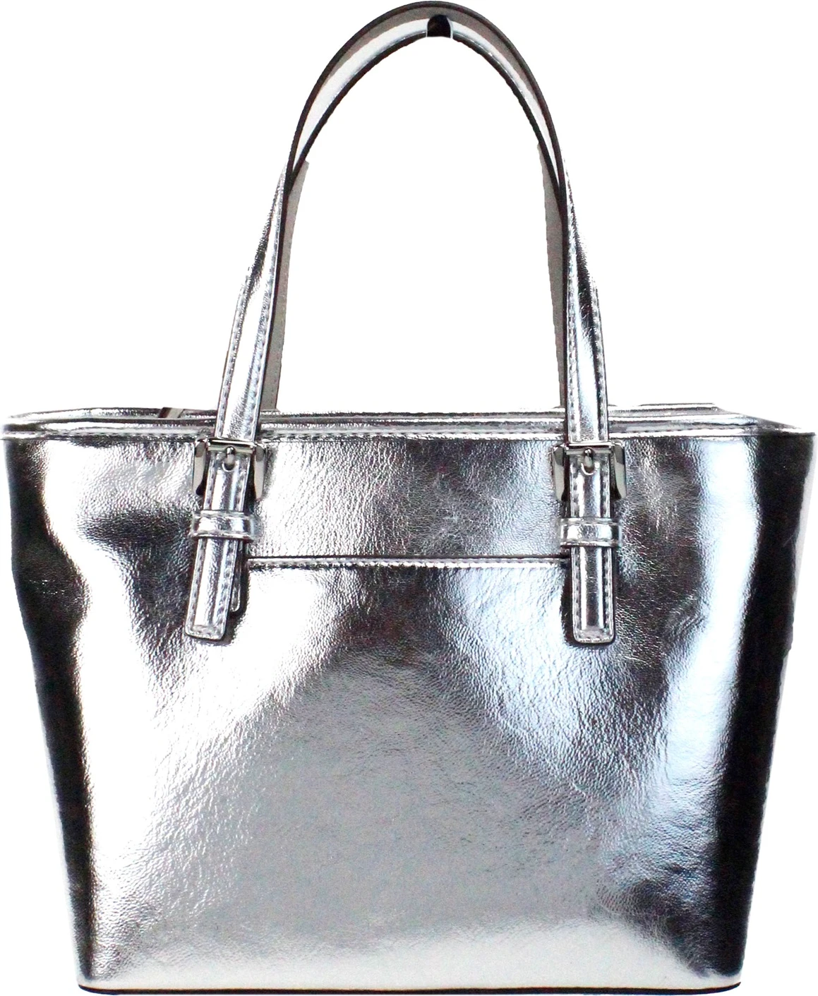 Сумка-тоут Michael Kors Jet Set Silver Metallic XS Carryall Тоут с застежкой-молнией