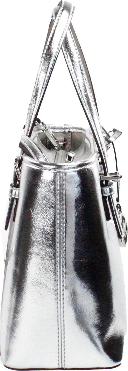 Сумка-тоут Michael Kors Jet Set Silver Metallic XS Carryall Тоут с застежкой-молнией