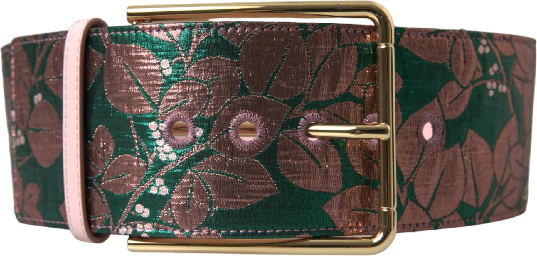 Ремень Dolce & Gabbana Пояс с мультицветным цветочным жаккардом и люрексом, золотая пряжка