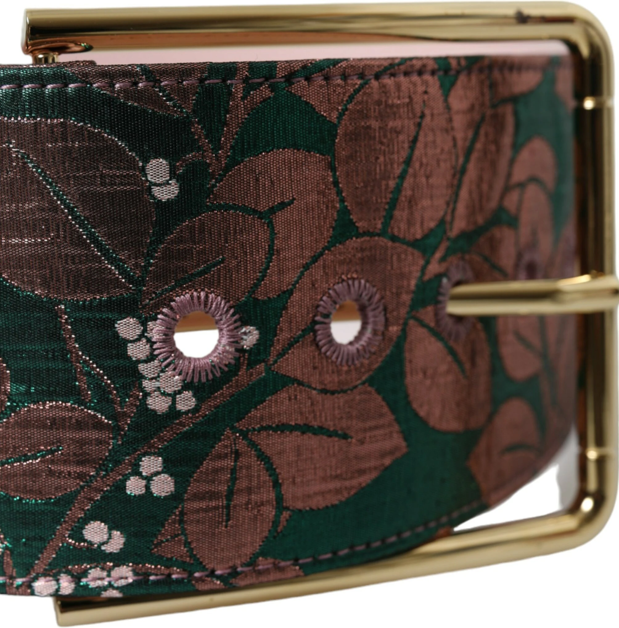 Ремень Dolce & Gabbana Пояс с мультицветным цветочным жаккардом и люрексом, золотая пряжка